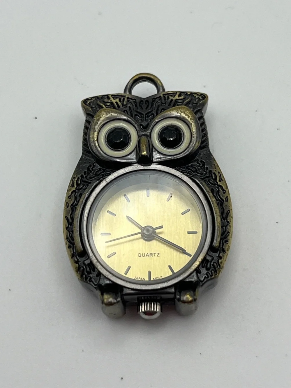 Owl Pendant Quartz Watch Necklace - Bronze Tone